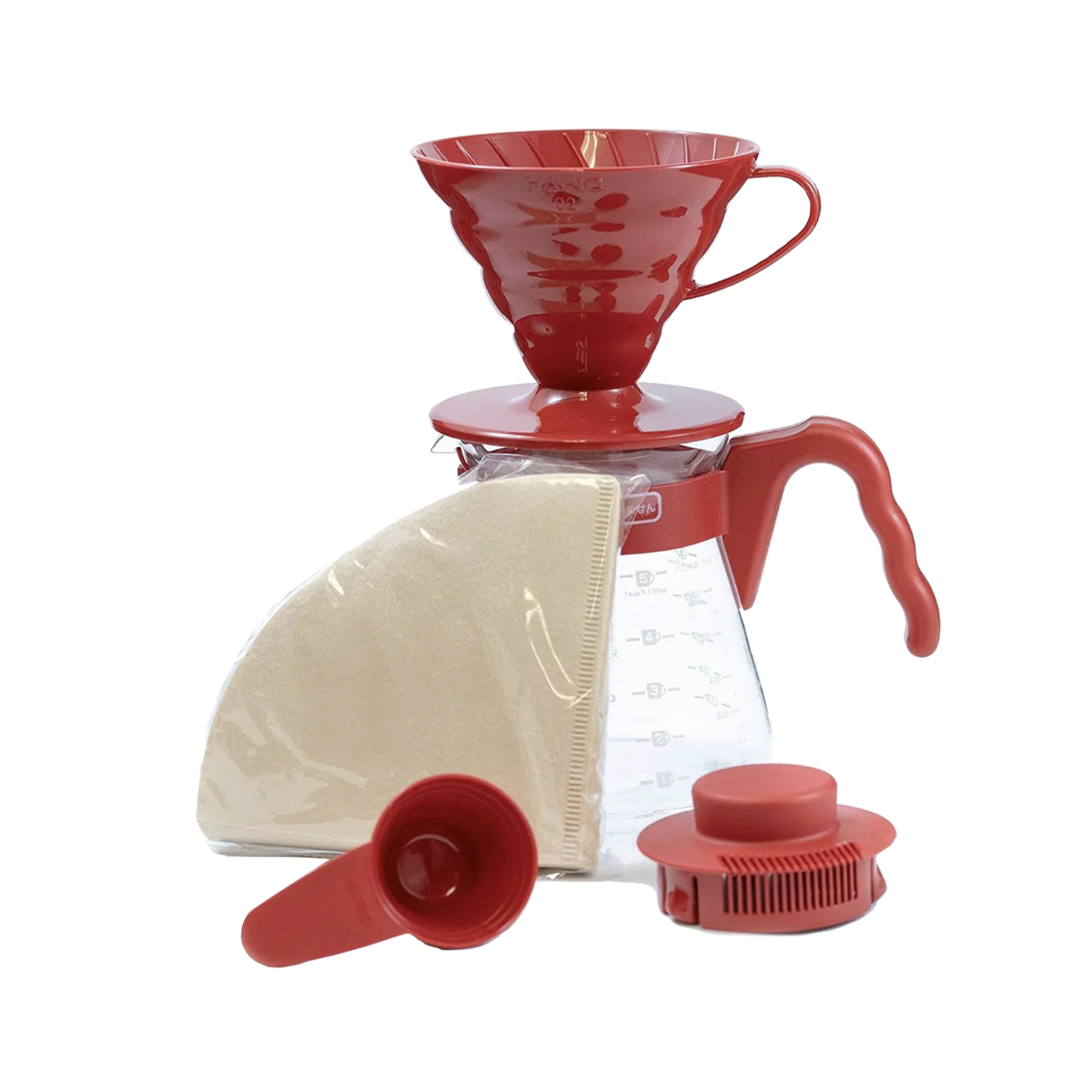 Hario V60 Coffee Server Set 02 - Red