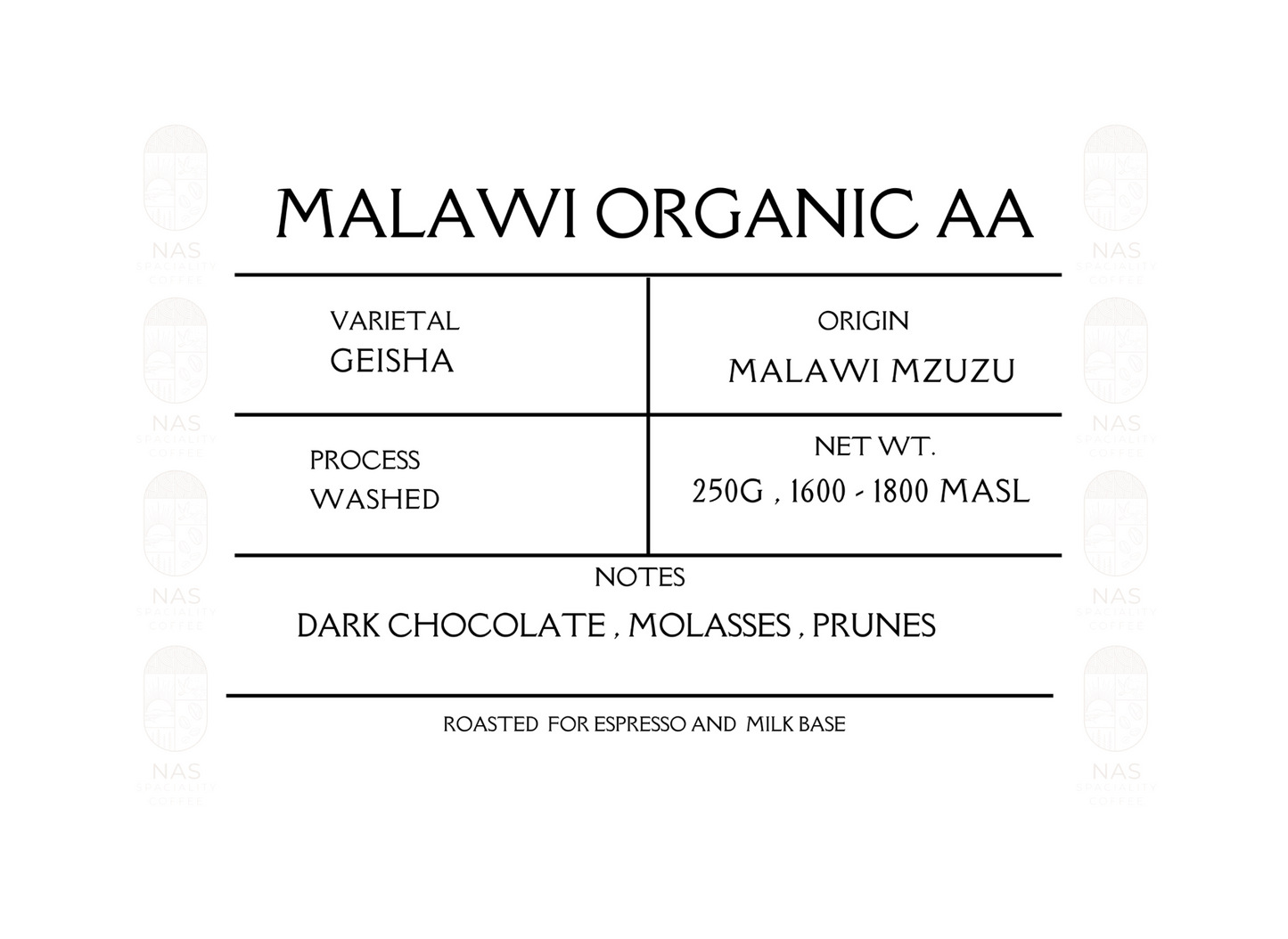 Malawi Organic AA - Malawi (Espresso )